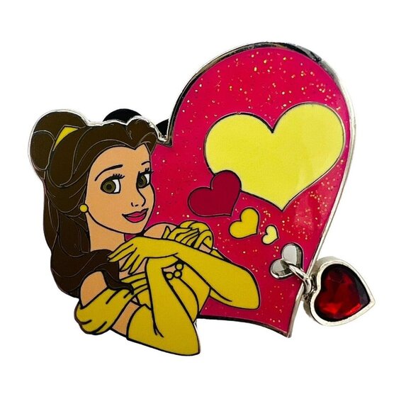 Belle Dangling Heart Jewel Disney Pin DLRP Disneyland Resort Paris Trading RARE - Picture 1 of 9